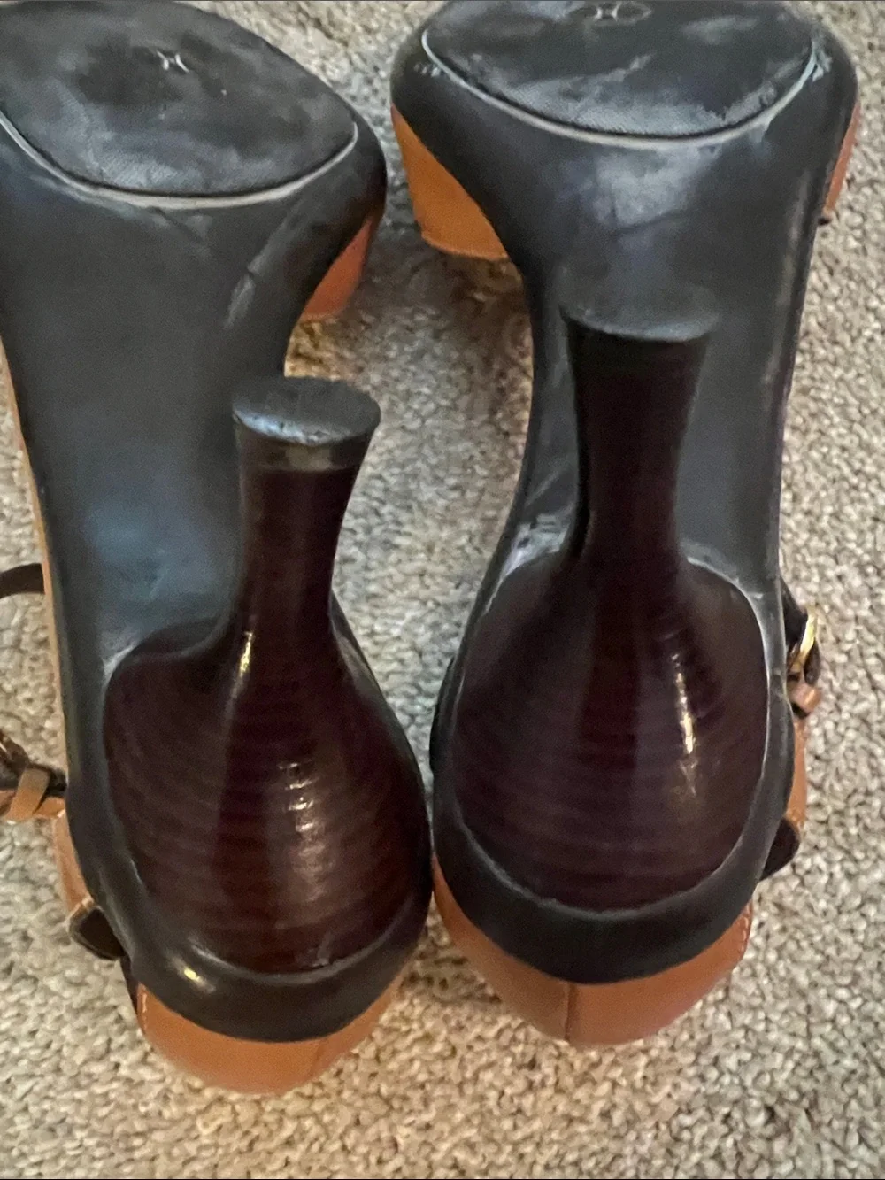 Cole Haan Lexa Toast Brown Leather Buckle Ankle-Strap Sandals. 7.5. EUC